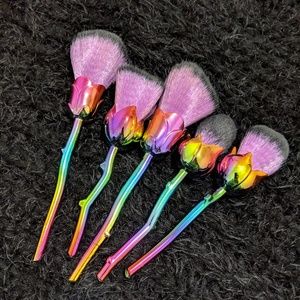 Black&purple 5pc rose brushes